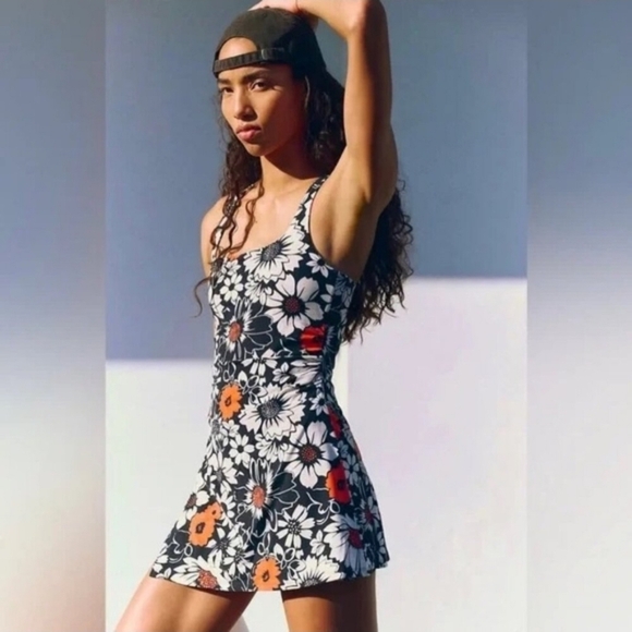 New Free People Movement Never Better Printed Dress Graphic Floral Tuxedo XS NWT - Picture 5 of 10